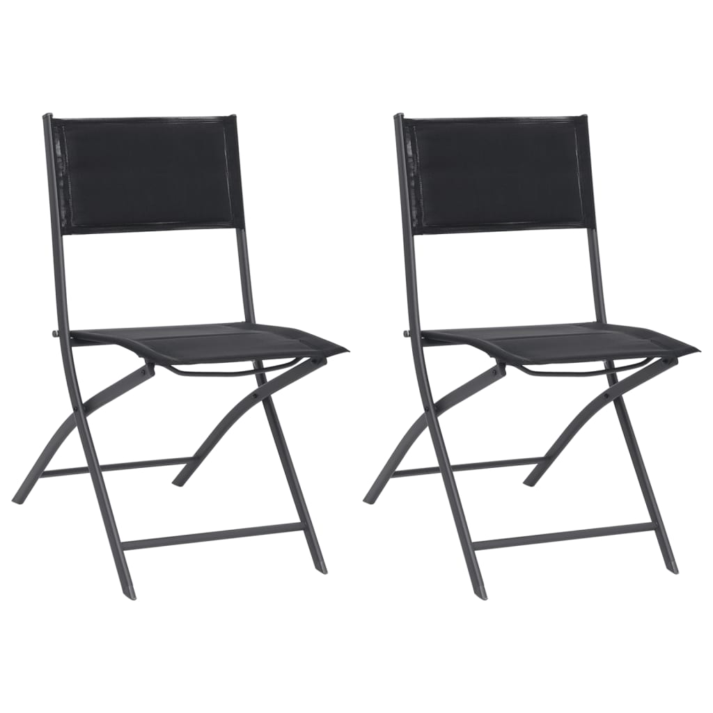 Folding Patio Chairs 2 pcs Steel and Textilene