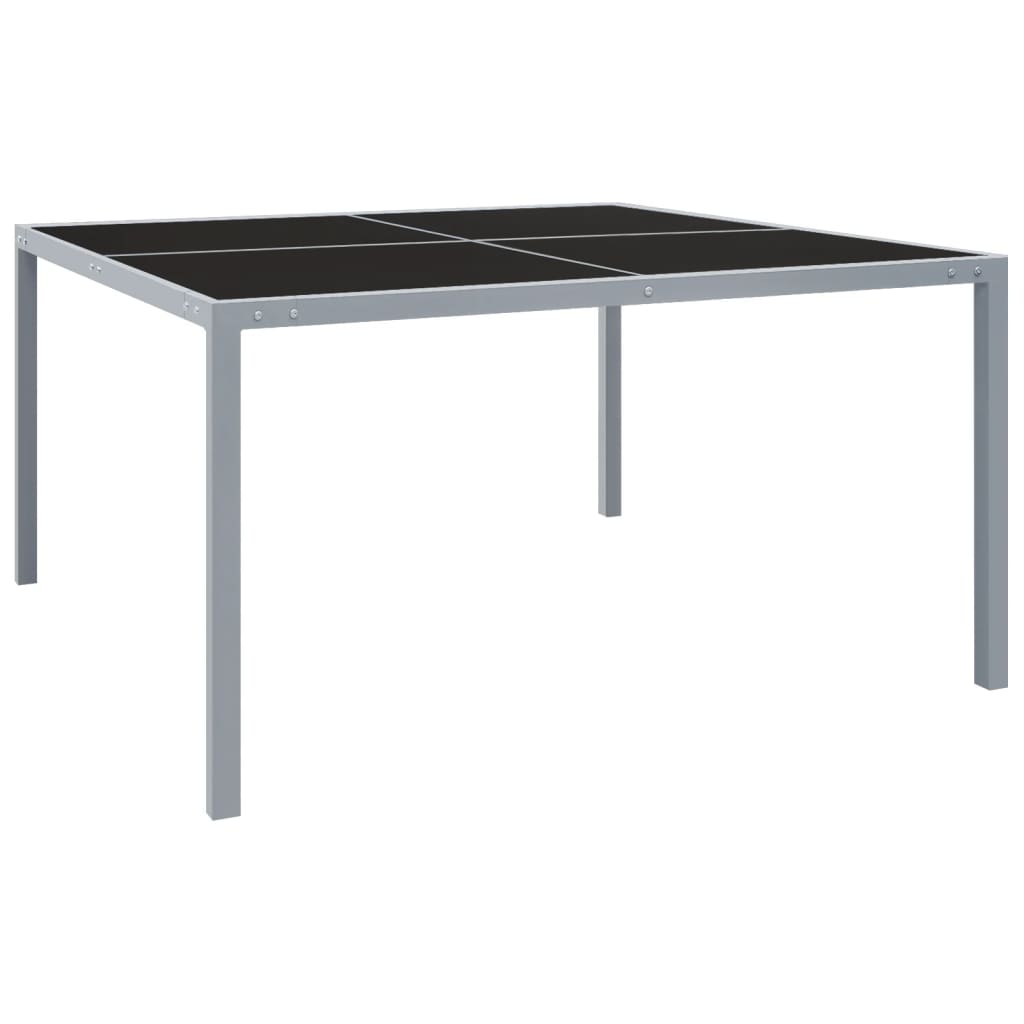 Patio Table 51.2"x51.2"x28.3" Gray Steel and Glass