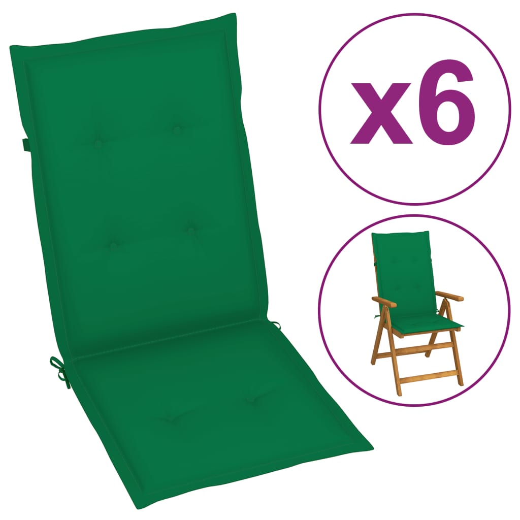 Garden Chair Cushions 6 pcs Green 47.2"x19.7"x1.2"