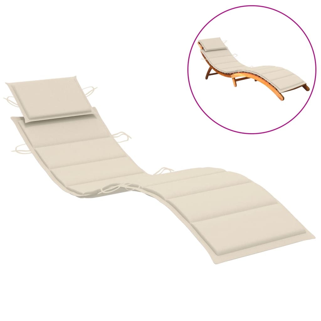 Sun Lounger Cushion Cream 73.2"x22.8"x1.2"