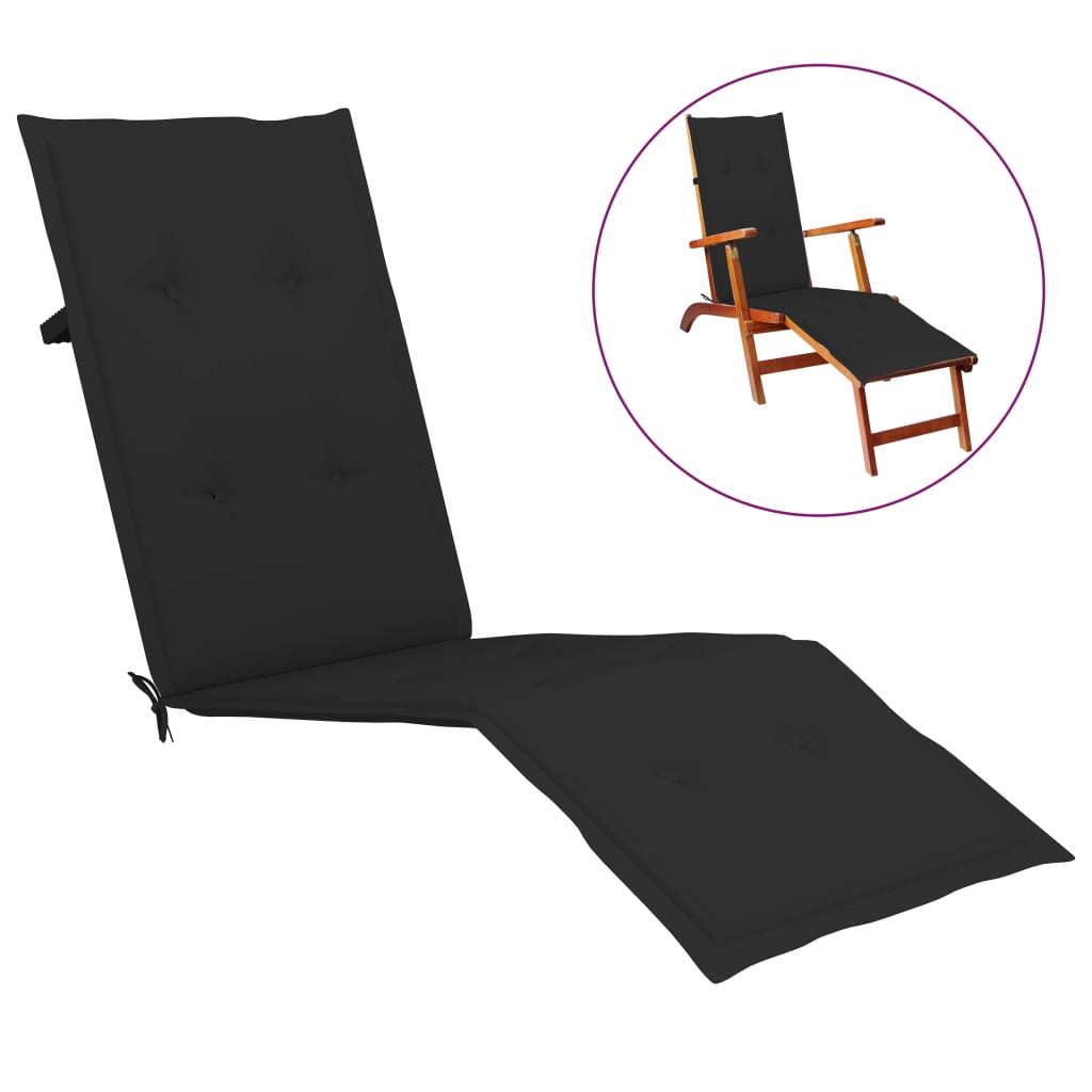 Deck Chair Cushion Black (29.5"+41.3")x19.7"x1.2"