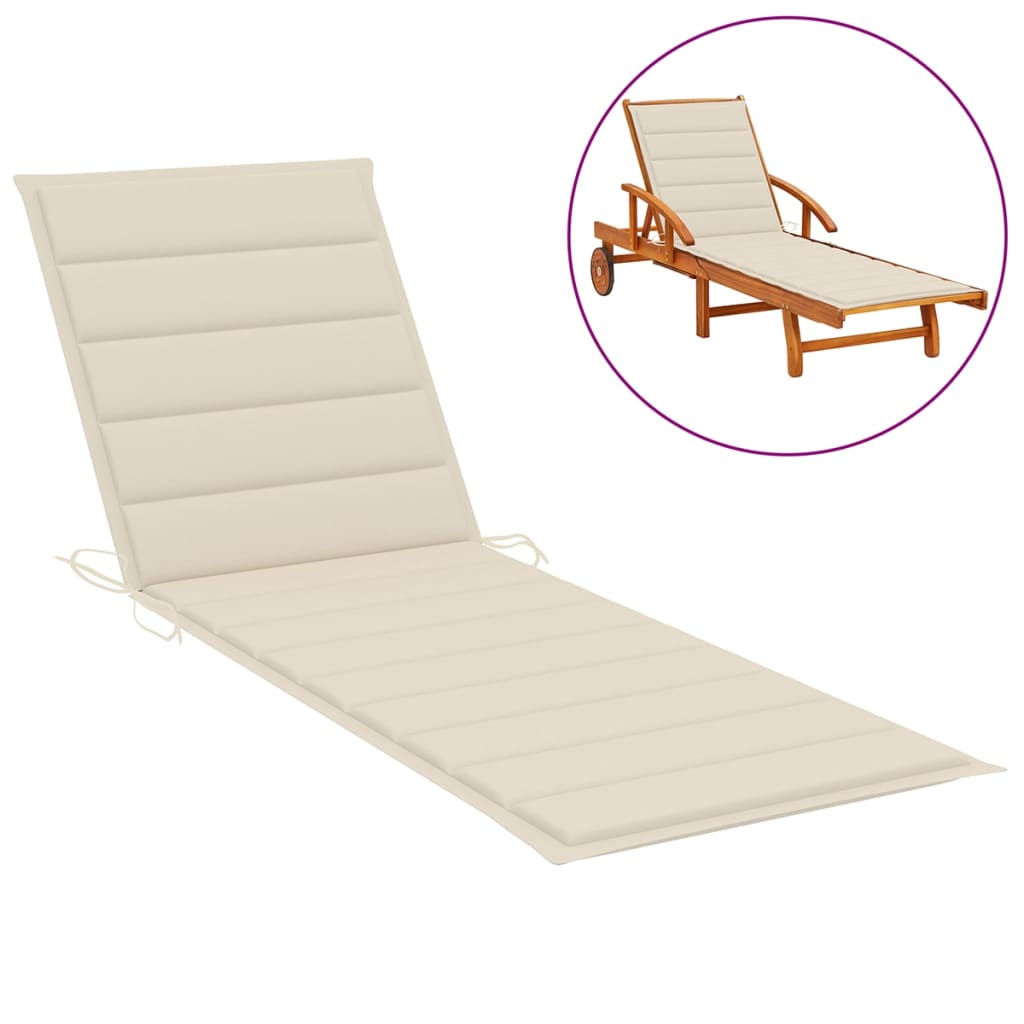 Sun Lounger Cushion Cream 78.7"x19.7"x1.2" Fabric
