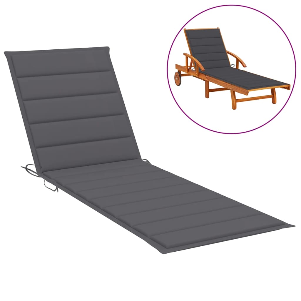 Sun Lounger Cushion Anthracite 78.7"x27.6"x1.2" Fabric
