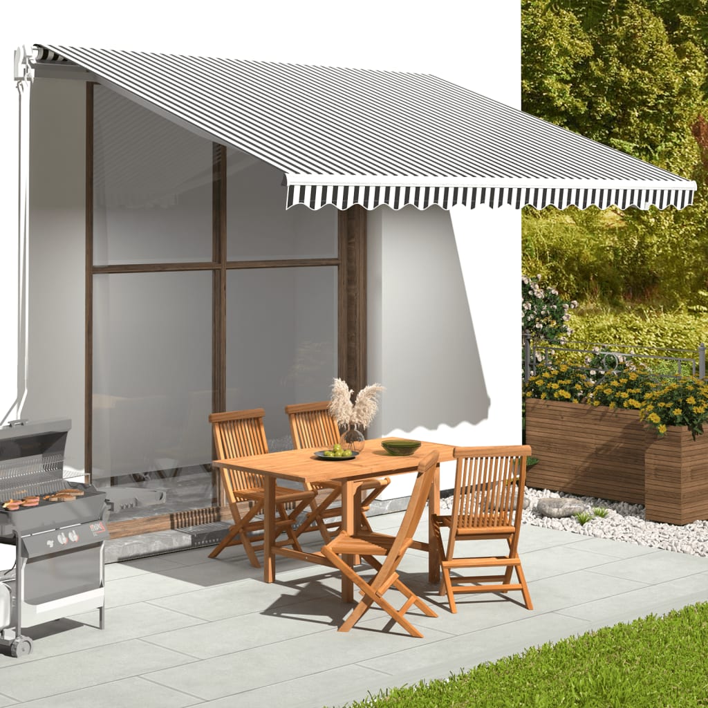 Replacement Fabric for Awning Anthracite and White 13.1'x9.8'