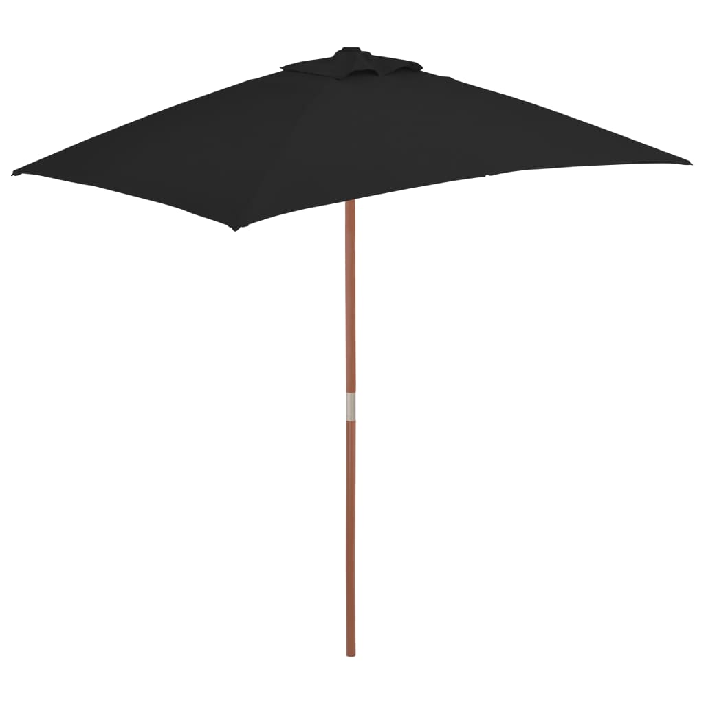 Outdoor Parasol with Wooden Pole Black 59.1"x78.7"