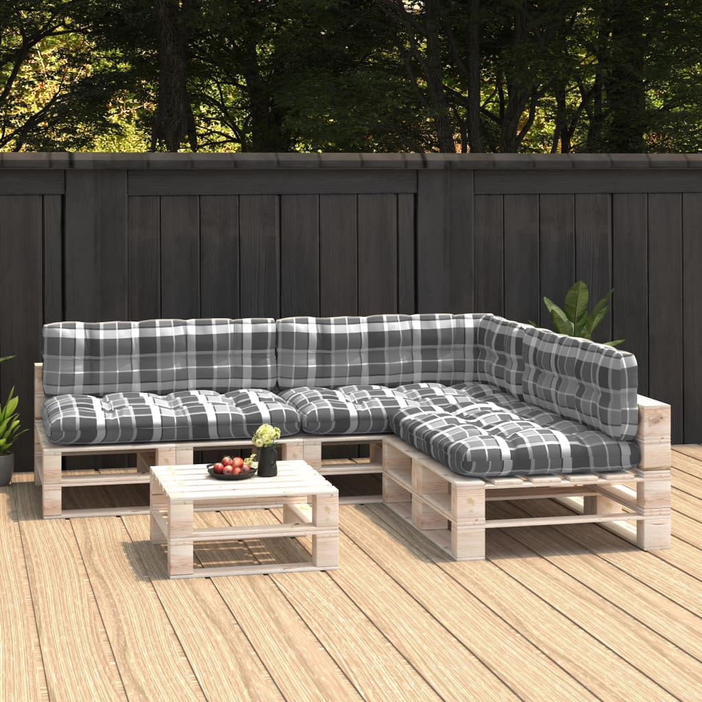 Pallet Sofa Cushions 7 pcs Gray Check Pattern