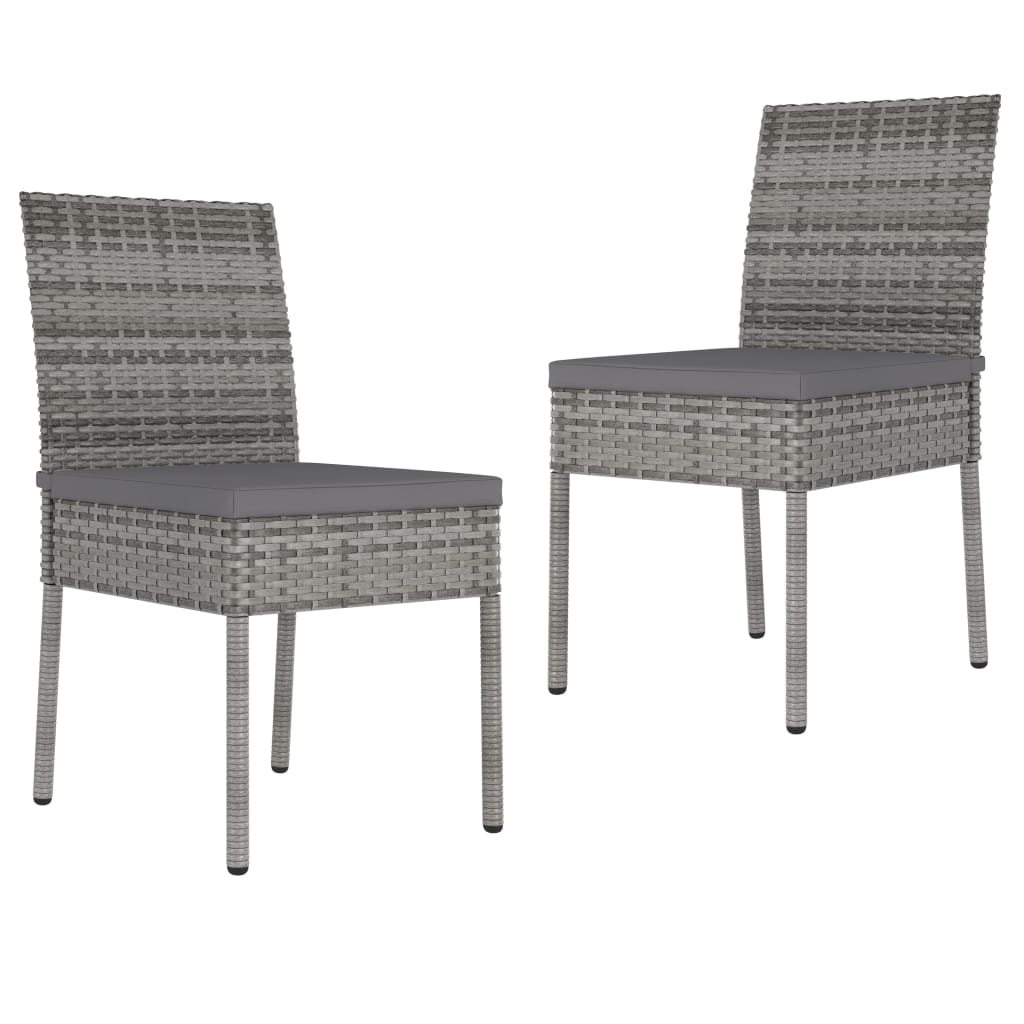 Patio Dining Chairs 2 pcs Poly Rattan Gray