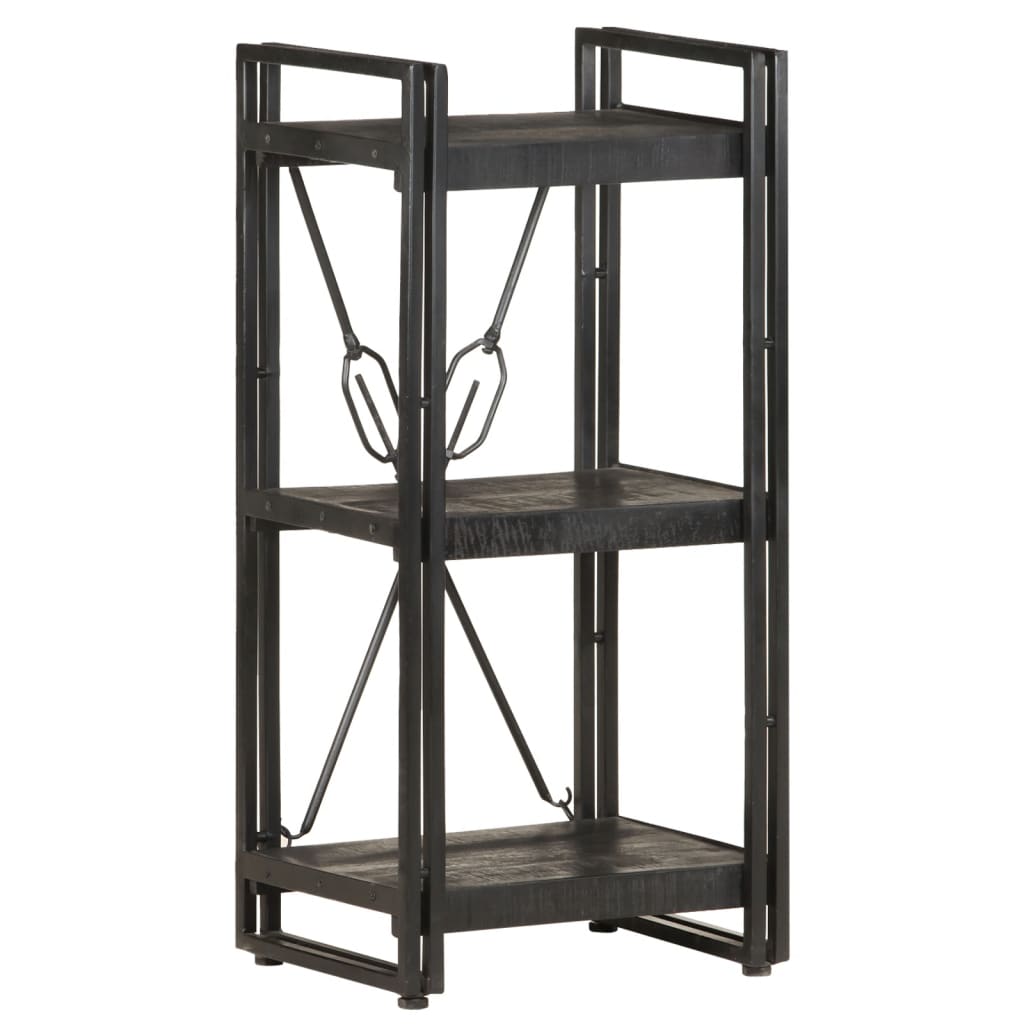 3-Tier Bookcase Black 15.7"x11.8"x31.5" Solid Mango Wood