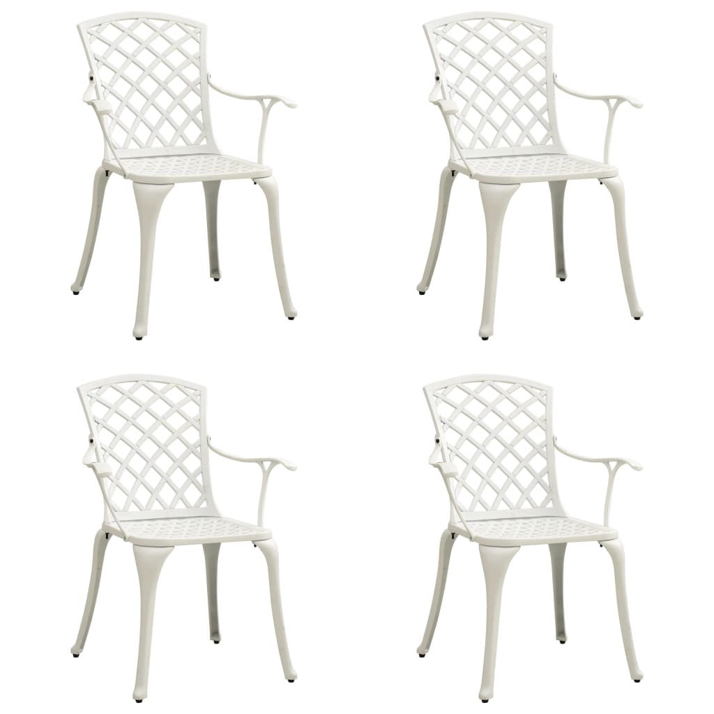 Patio Chairs 4 pcs Cast Aluminum White