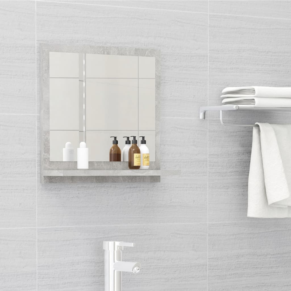Bathroom Mirror Concrete Gray 15.7"x4.1"x14.6" Engineered Wood