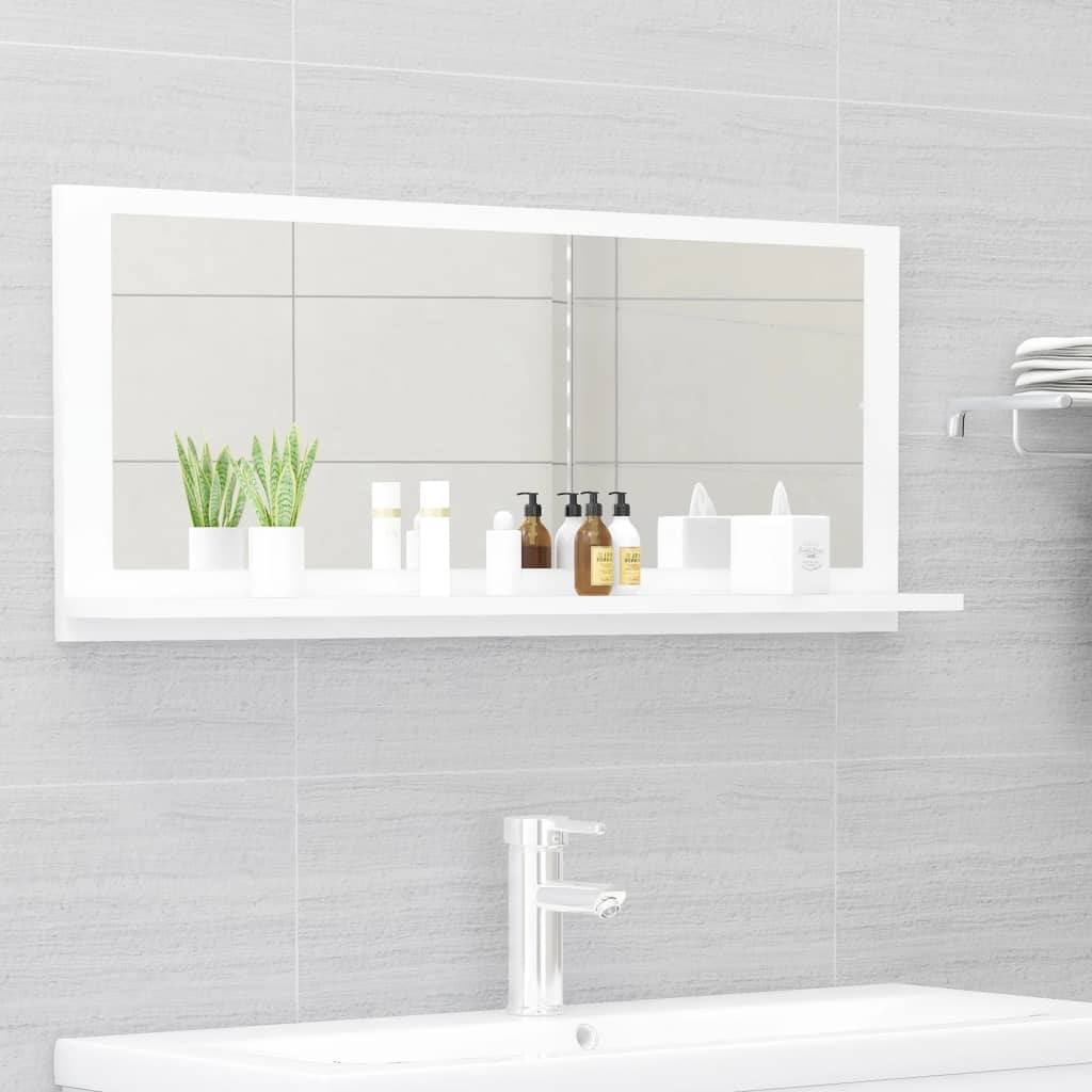 Bathroom Mirror White 35.4"x4.1"x14.6" Engineered Wood