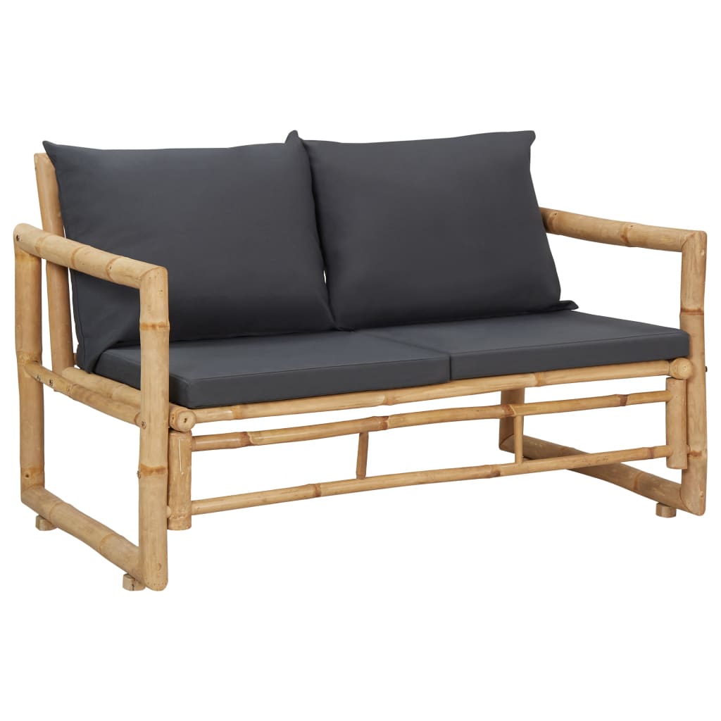 Patio Bench with Cushions 45.3" Bamboo