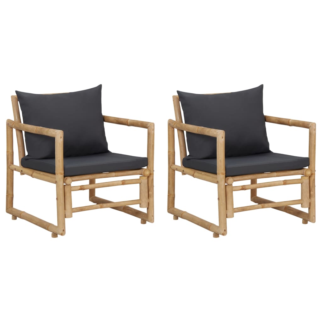 Patio Chairs with Cushions 2 pcs Bamboo