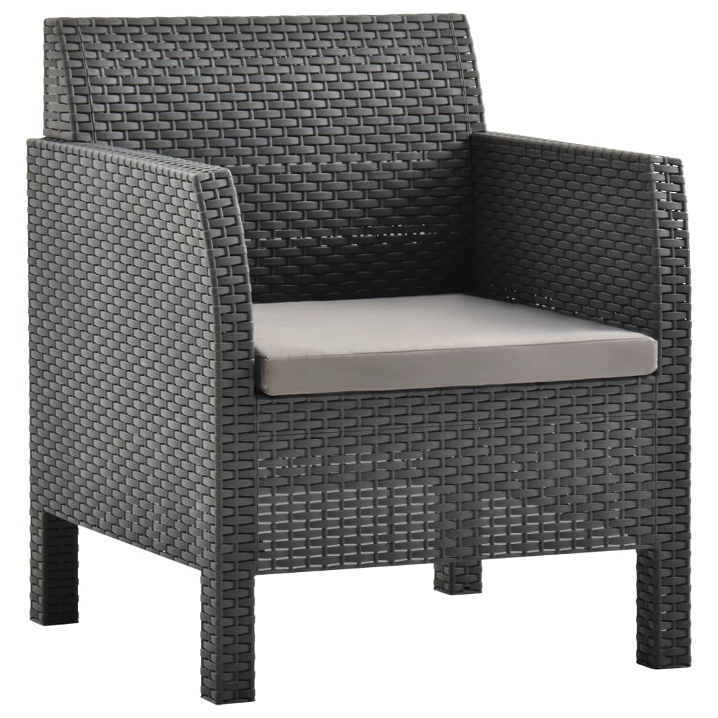 Patio Chair with Cushion PP Rattan Anthracite