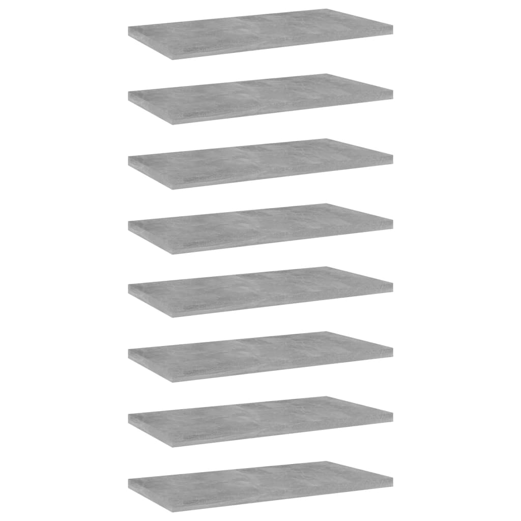 Bookshelf Boards 8 pcs Concrete Gray 15.7"x7.9"x0.6" Engineered Wood