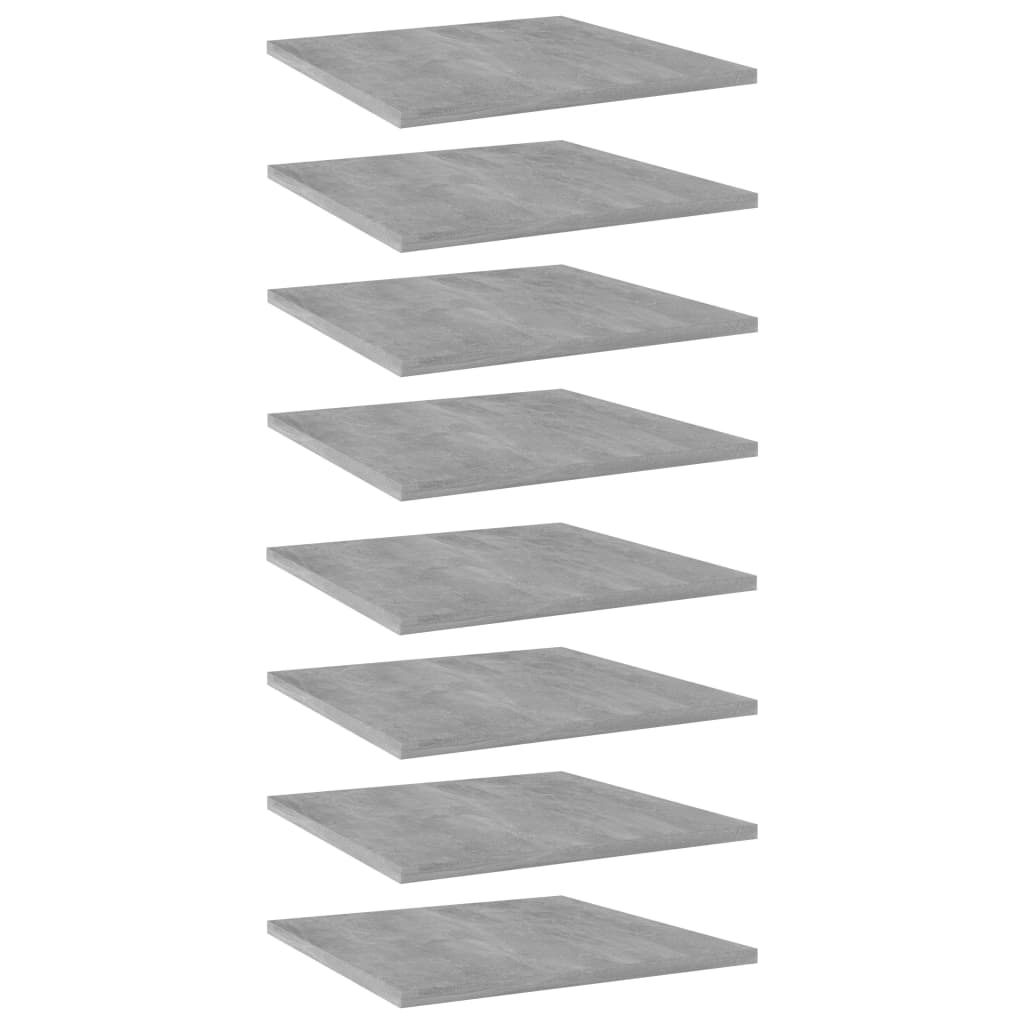 Bookshelf Boards 8 pcs Concrete Gray 15.7"x15.7"x0.6" Engineered Wood
