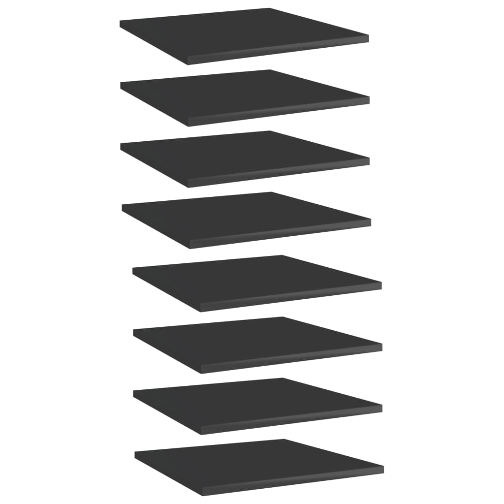 Bookshelf Boards 8 pcs High Gloss Black 15.7"x15.7"x0.6" Engineered Wood