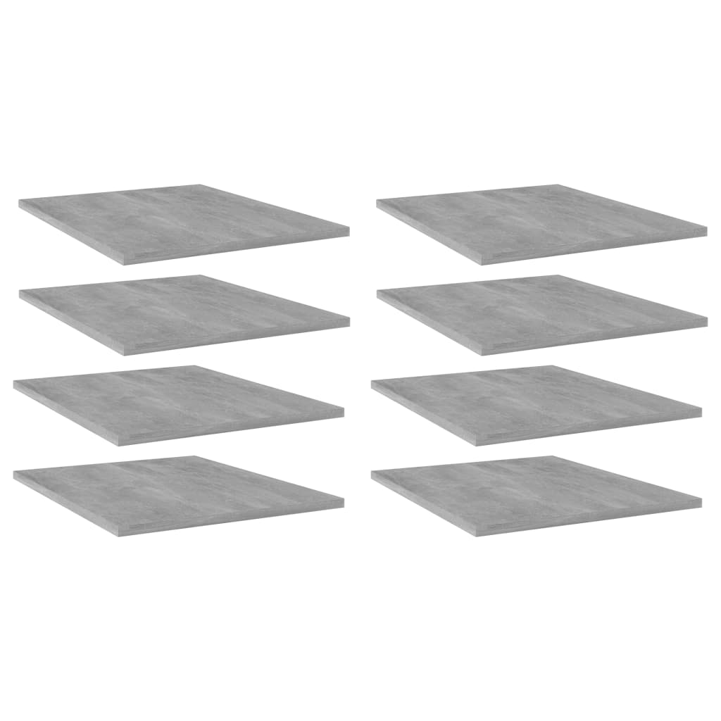 Bookshelf Boards 8 pcs Concrete Gray 15.7"x19.7"x0.6" Engineered Wood