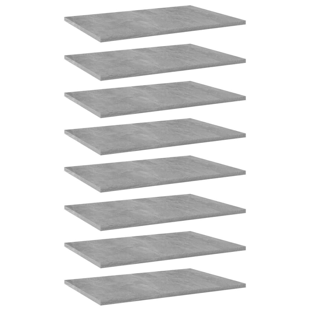 Bookshelf Boards 8 pcs Concrete Gray 23.6"x15.7"x0.6" Engineered Wood