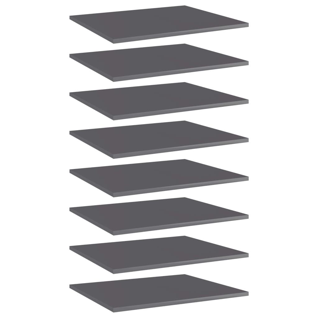 Bookshelf Boards 8 pcs High Gloss Gray 23.6"x19.7"x0.6" Engineered Wood