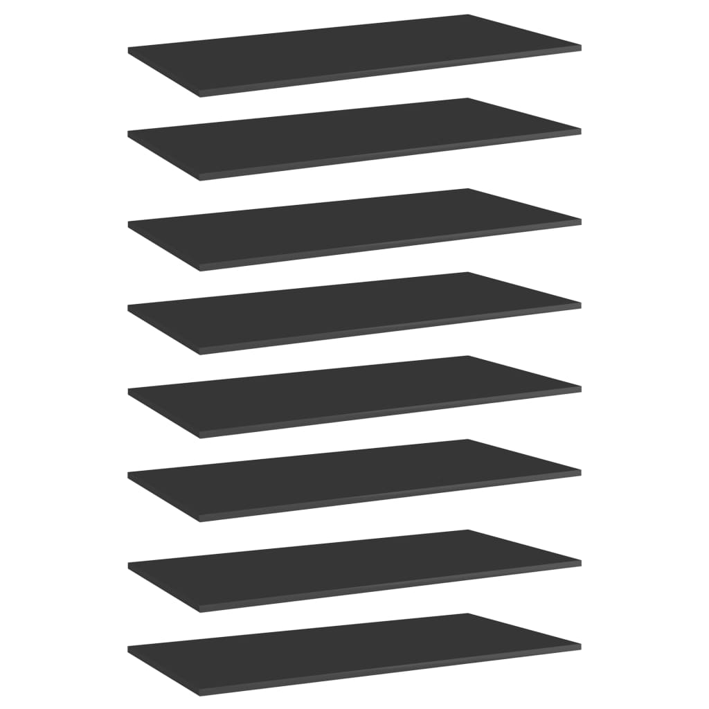 Bookshelf Boards 8 pcs High Gloss Black 31.5"x11.8"x0.6" Engineered Wood