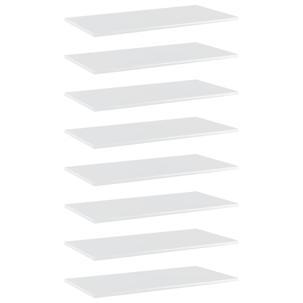 Bookshelf Boards 8 pcs High Gloss White 31.5"x15.7"x0.6" Engineered Wood