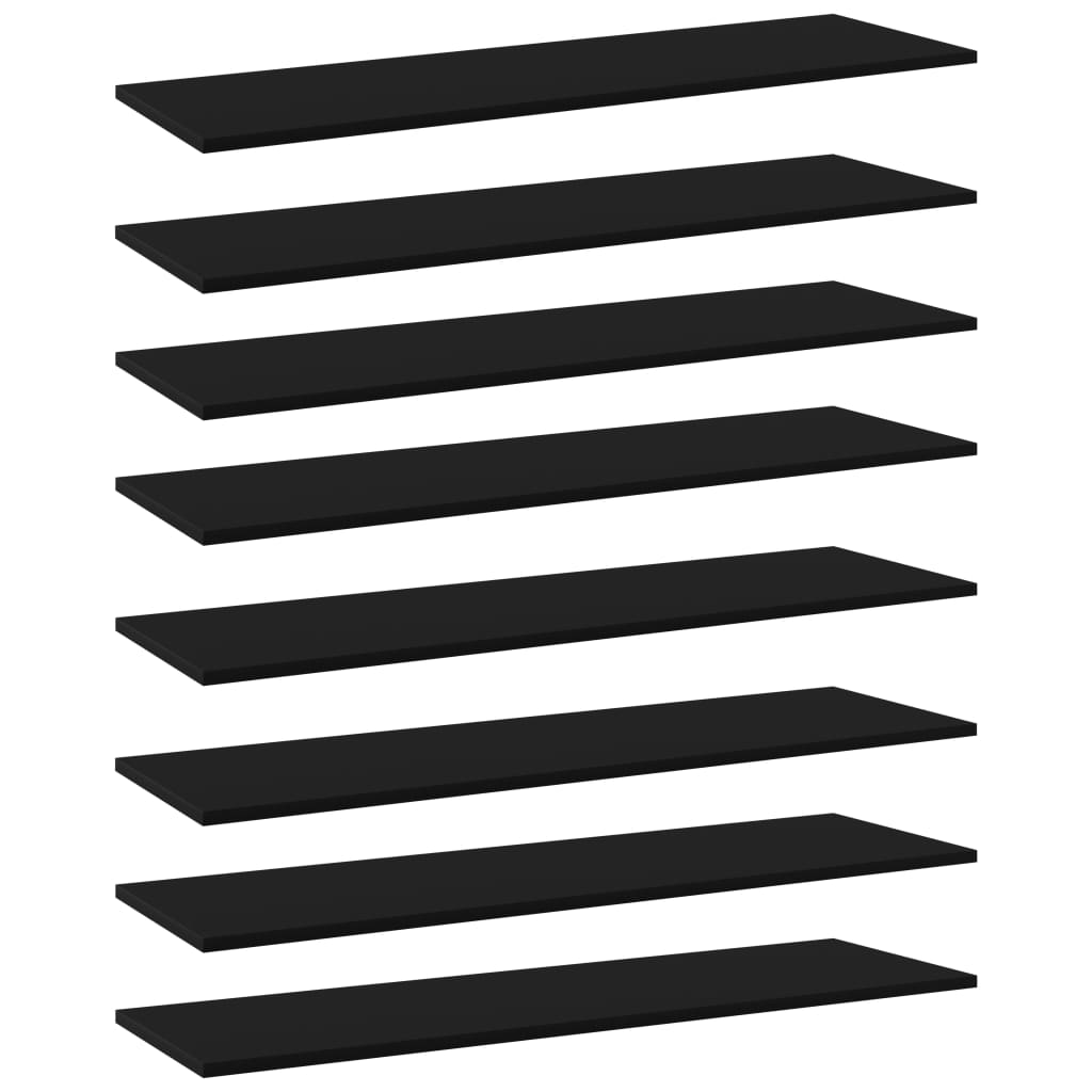 Bookshelf Boards 8 pcs Black 39.4"x11.8"x0.6" Engineered Wood