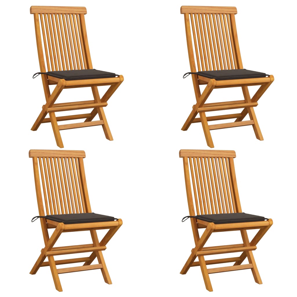 Patio Chairs with Taupe Cushions 4 pcs Solid Teak Wood