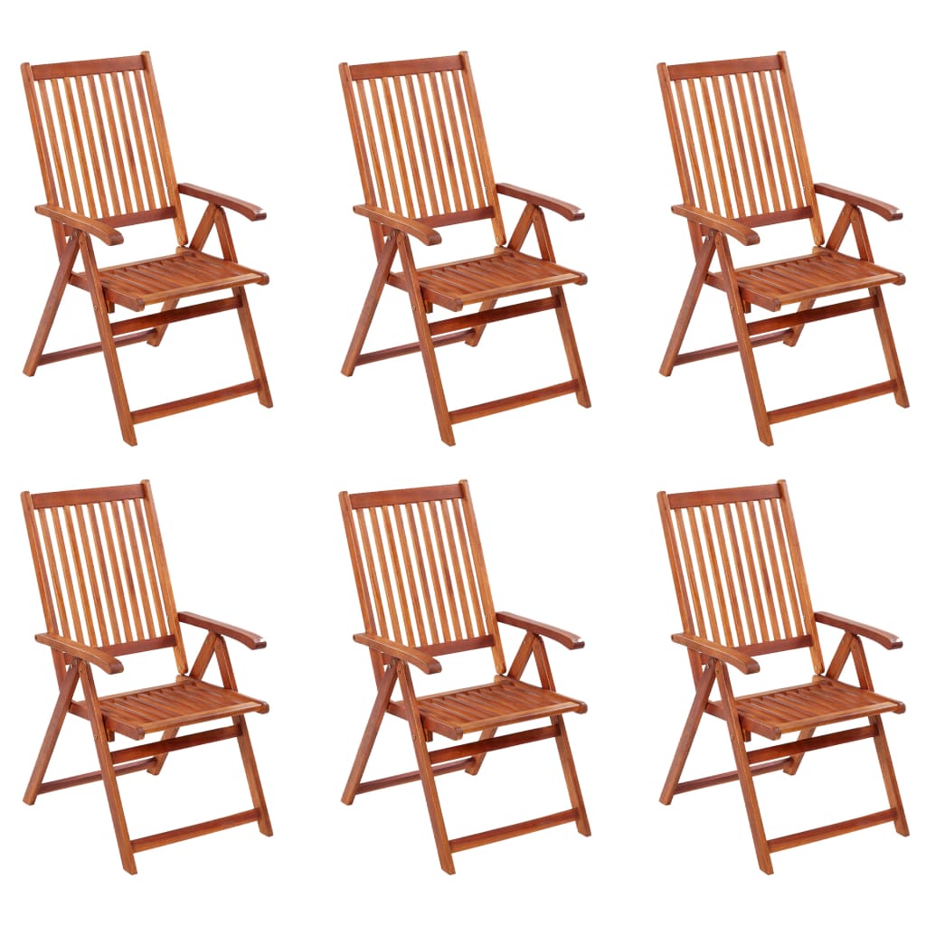 Folding Patio Chairs 6 pcs Solid Acacia Wood