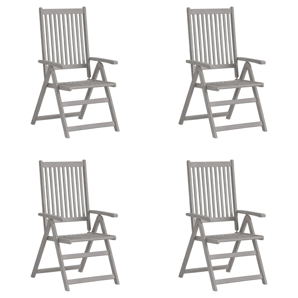 Patio Reclining Chairs 4 pcs Gray Solid Acacia Wood