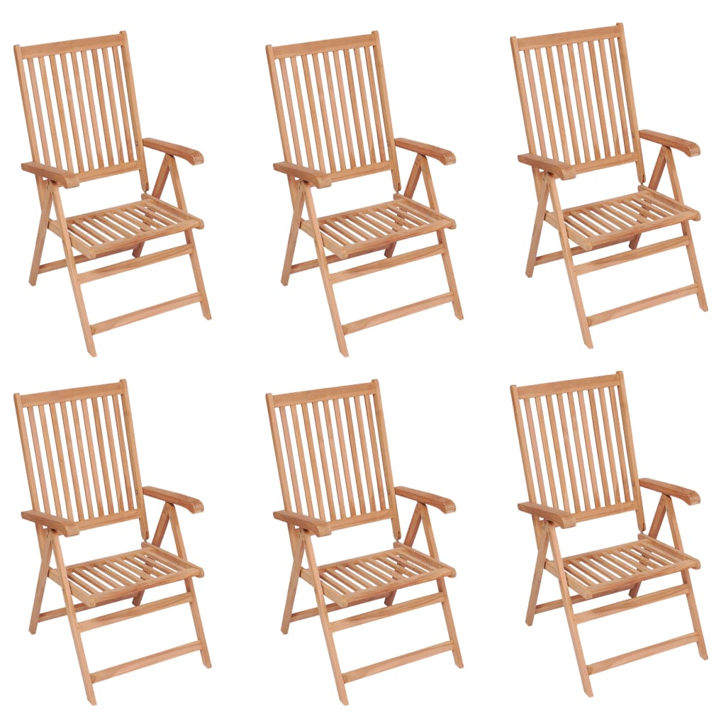 Reclining Patio Chairs 6 pcs Solid Teak Wood