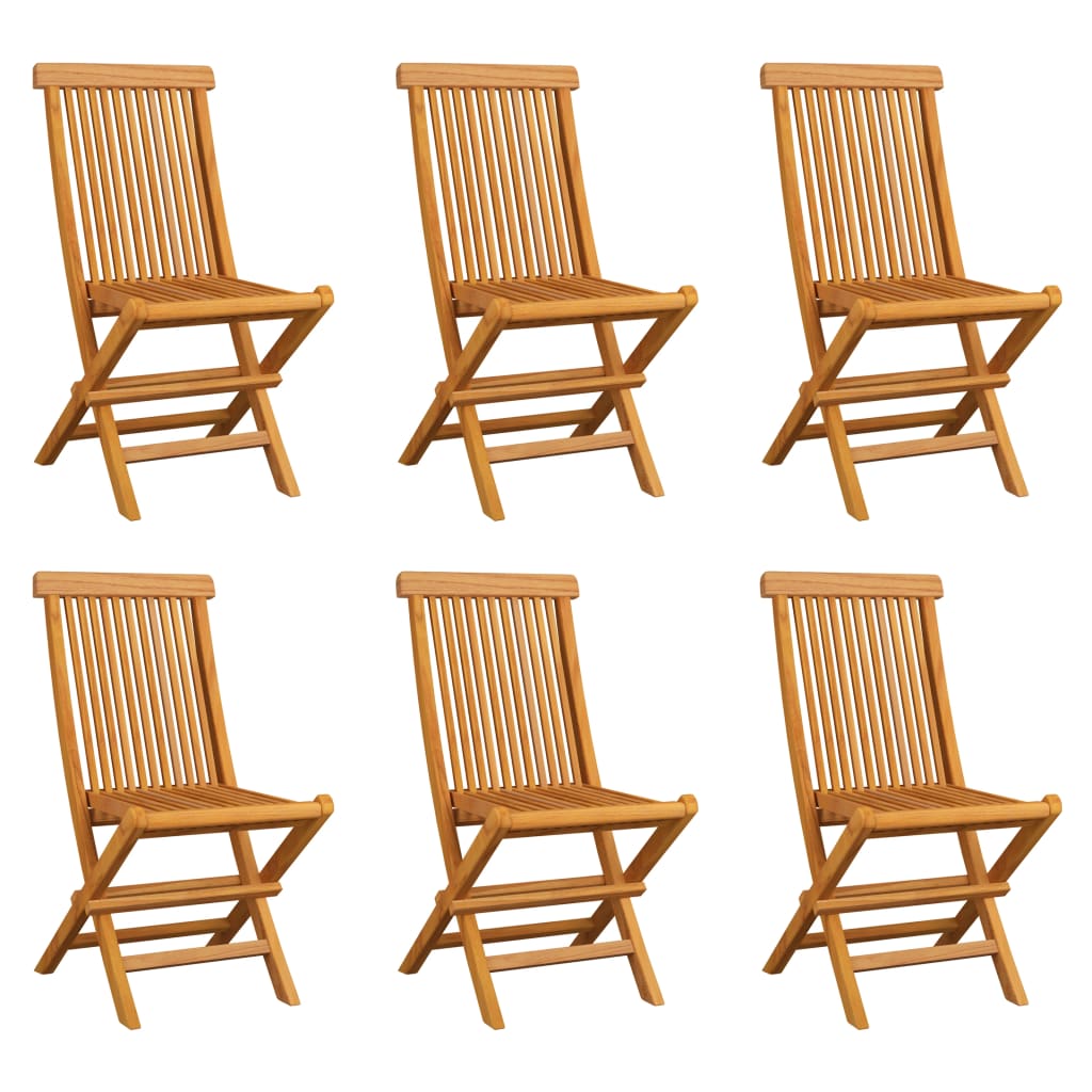 Folding Patio Chairs 6 pcs Solid Teak Wood