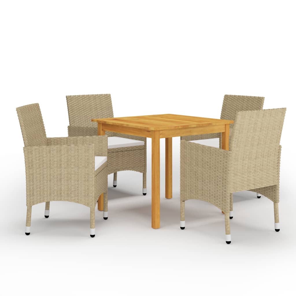 5 Piece Patio Dining Set Beige