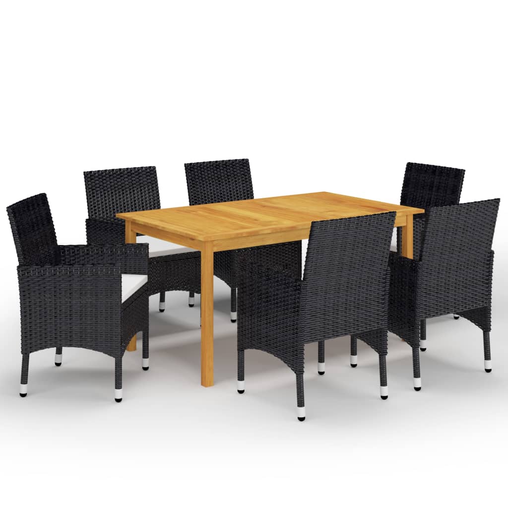 7 Piece Patio Dining Set Black
