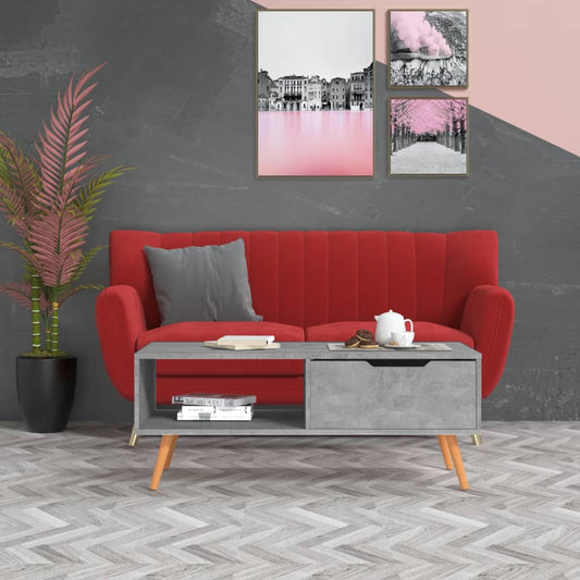 Coffee Table Concrete Gray 39.4"x19.5"x16.9" Engineered Wood