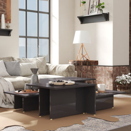 Coffee Tables 2 pcs High Gloss Gray 43.9"x19.7"x13" Engineered Wood