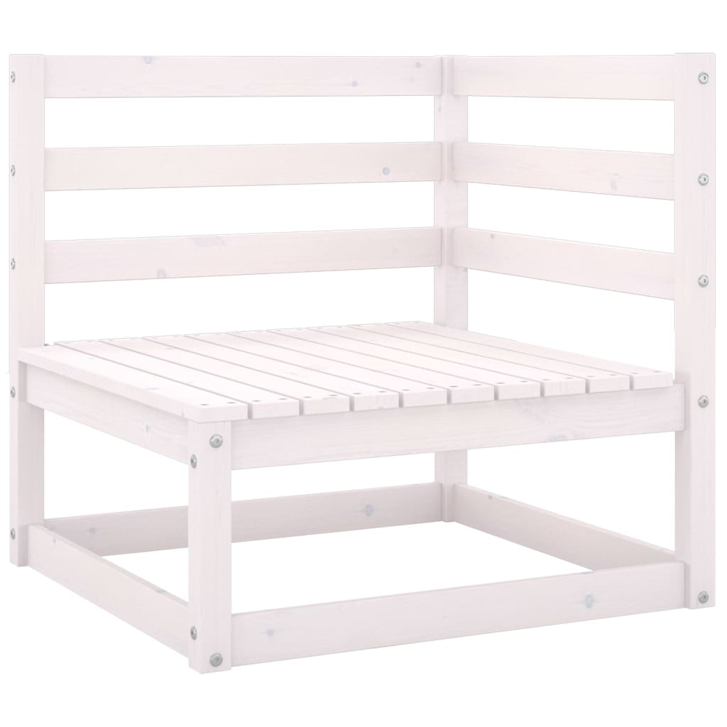 Patio Corner Sofa White Solid Pinewood