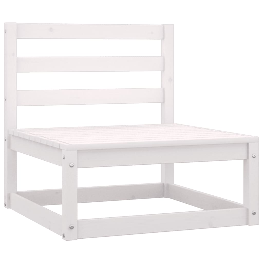 Patio Middle Sofa White Solid Pinewood