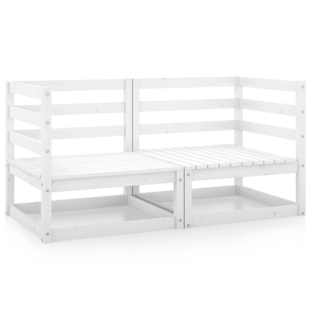 Patio Corner Sofas 2 pcs White Solid Pinewood