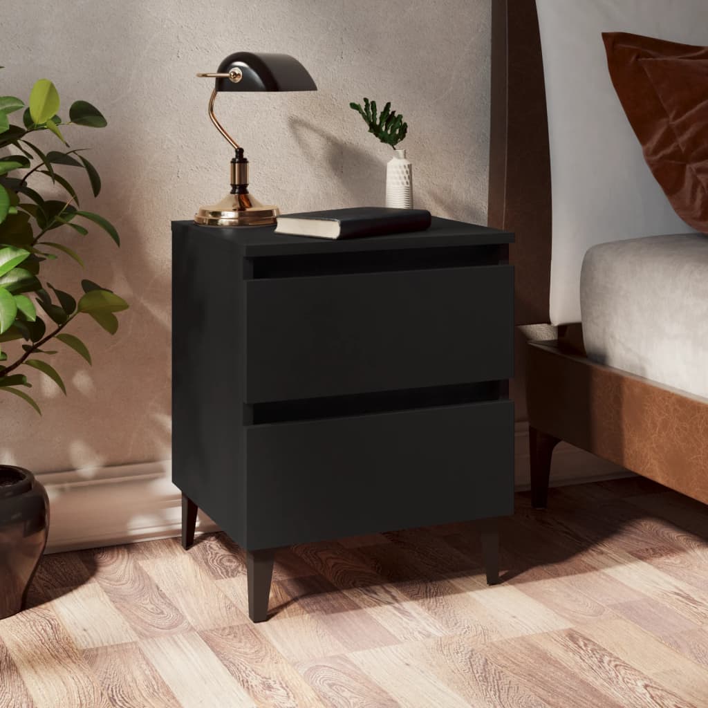 Bed Cabinets 2 pcs Black 15.7"x13.8"x19.7" Engineered Wood