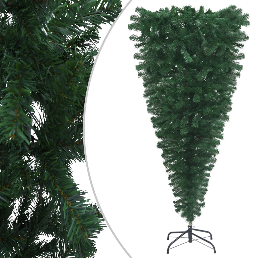 Upside-down Artificial Christmas Tree with Stand Green 7 ft