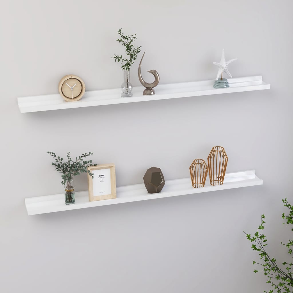 Wall Shelves 2 pcs High Gloss White 39.4"x3.5"x1.2"