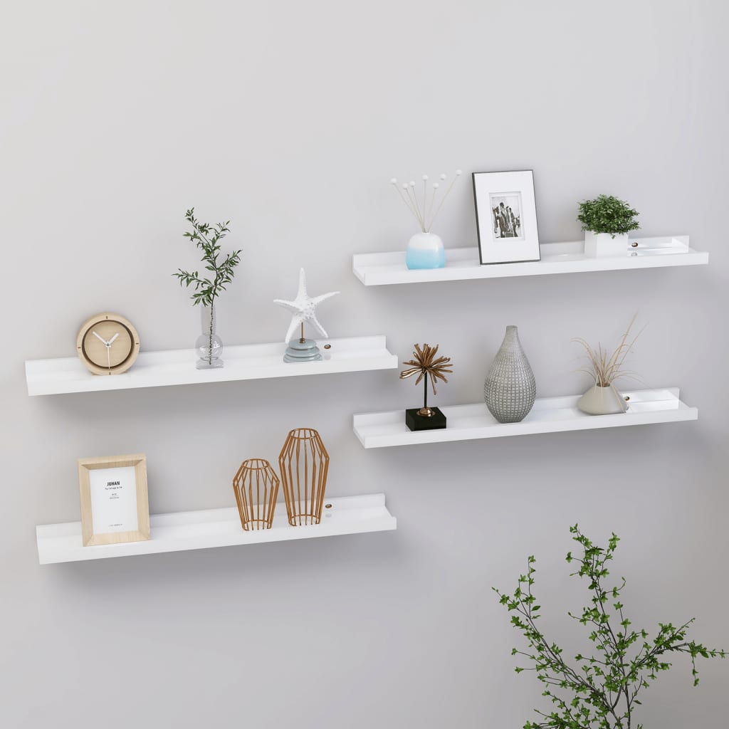 Wall Shelves 4 pcs High Gloss White 23.6"x3.5"x1.2"