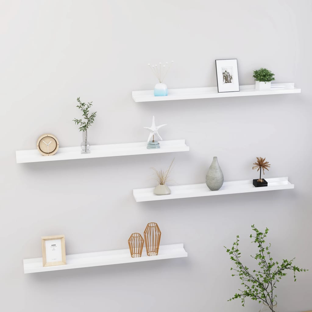Wall Shelves 4 pcs High Gloss White 31.5"x3.5"x1.2"