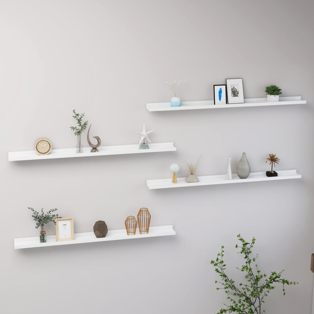Wall Shelves 4 pcs White 39.4"x3.5"x1.2"