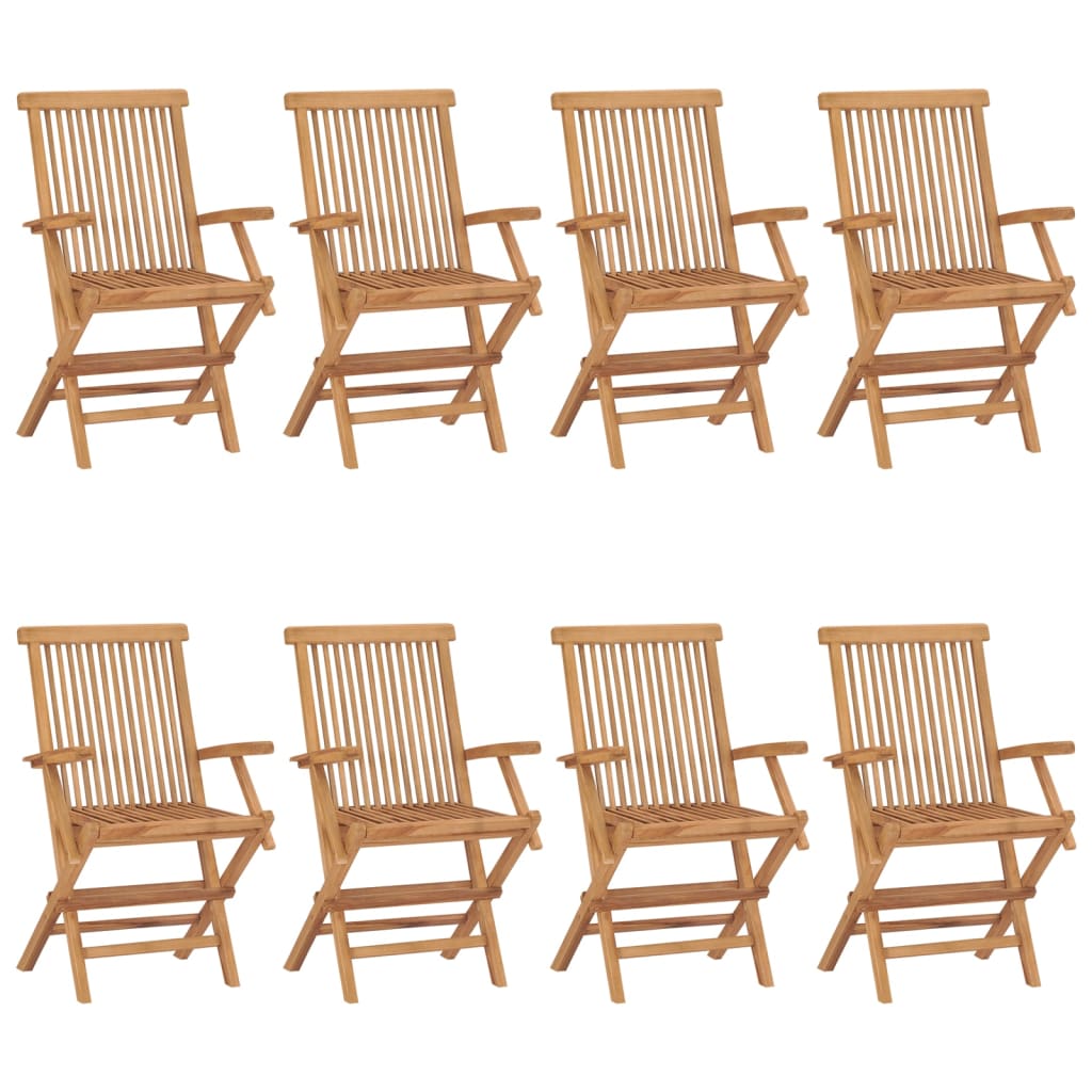 Patio Chairs 8 pcs Solid Teak Wood