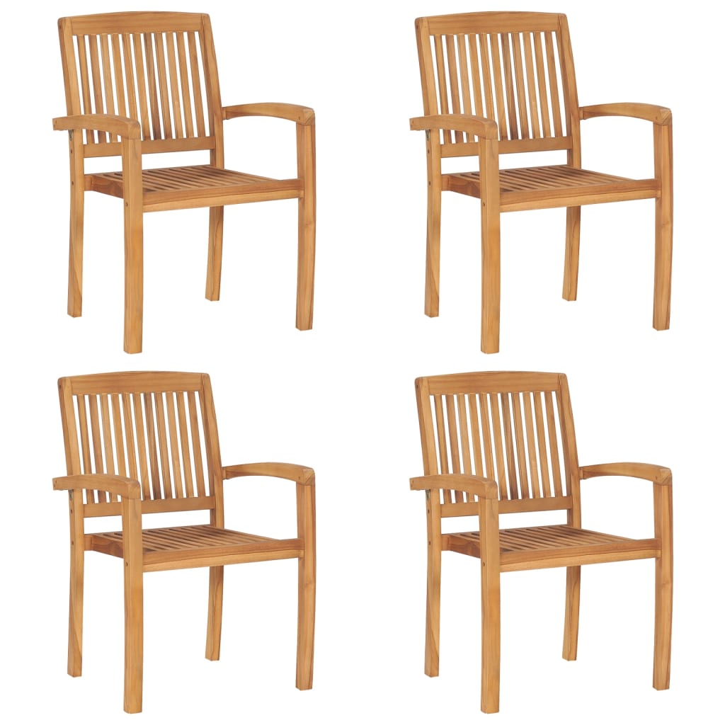 Stacking Patio Chairs 4 pcs Solid Teak Wood