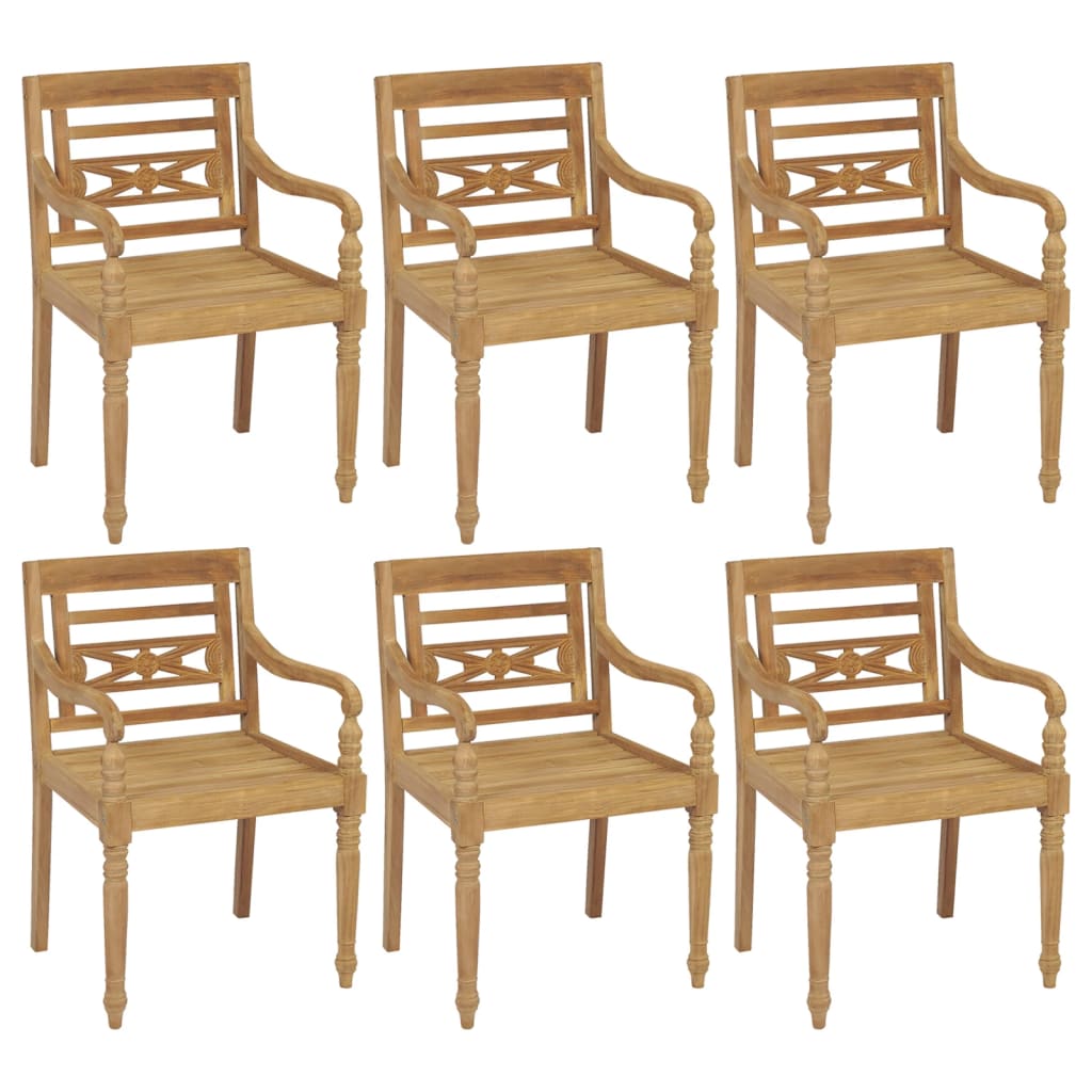 Batavia Chairs 6 pcs Solid Teak Wood