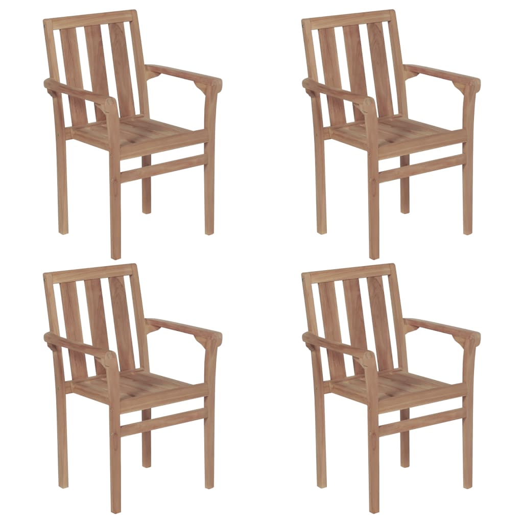 Stackable Patio Chairs 4 pcs Solid Teak Wood