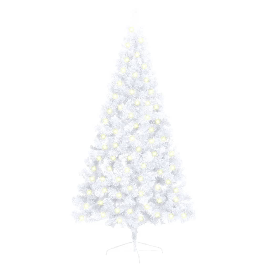 Artificial Half Christmas Tree with LED&Stand White 59.1" PVC